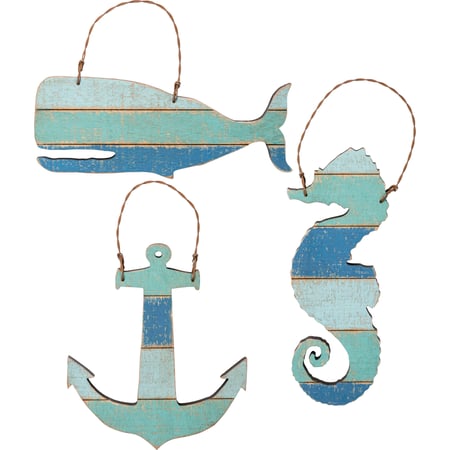 The Sea Slat Ornament Set - Wood, Wire