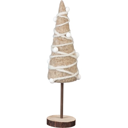 Small Gray Christmas Tree - Felt, Wood, Metal