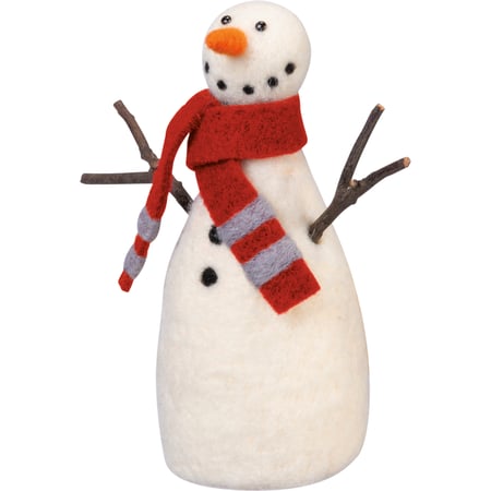 Smiling Snowman Critter - Felt, Wood