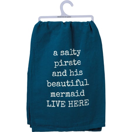 Salty Pirate And His Mermaid Kitchen Towel - Cotton