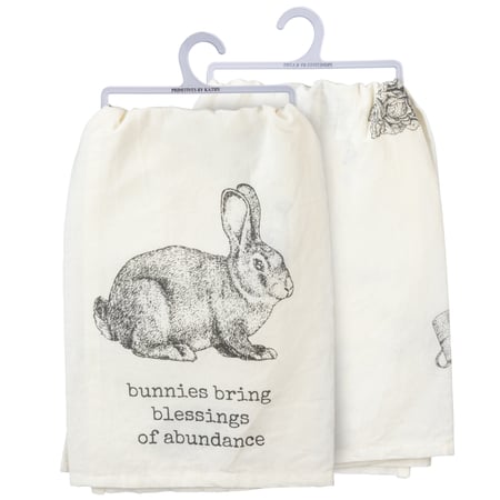 Bunnies Bring Blessings Abundance Kitchen Towel - Cotton