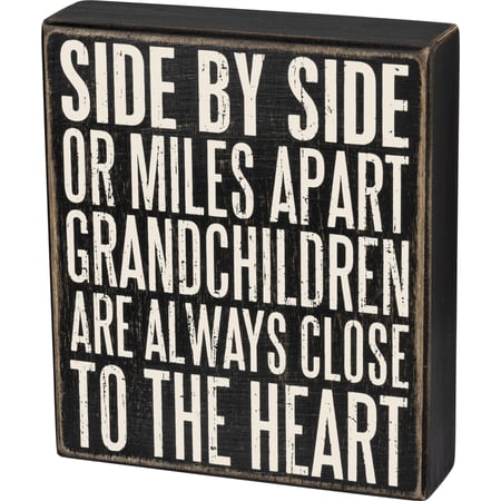 Grandchildren Are Close To The Heart Box Sign - Wood