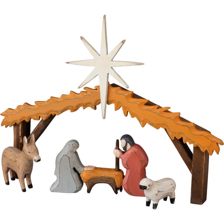 Manger Scene Small Chunky Sitter - Wood