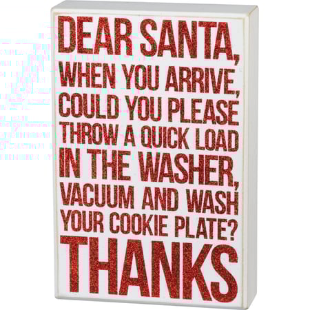 Dear Santa When You Arrive Box Sign - Wood, Glitter