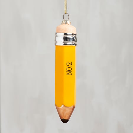 Glass Pencil Ornament - Glass, Metal
