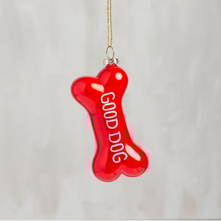 Glass Dog Bone Ornament - Glass, Metal