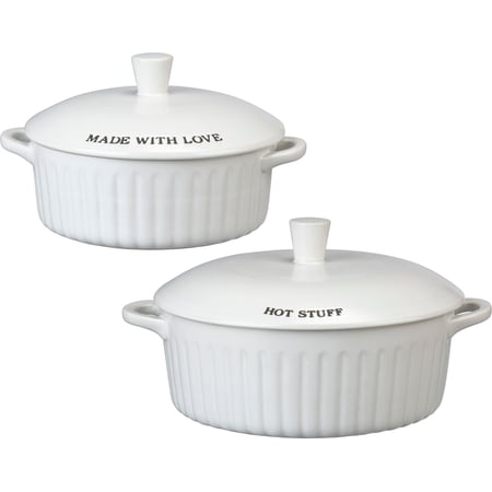 More Please Covered Casserole Set - Stoneware