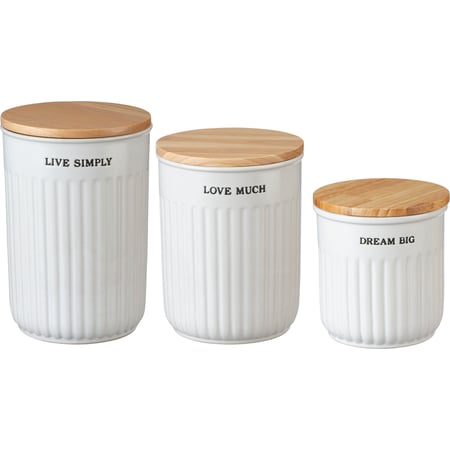 Dream Big Canister Set - Stoneware, Wood, Plastic