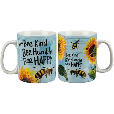 Bee Kind Bee Humble Bee Happy Mug - Stoneware