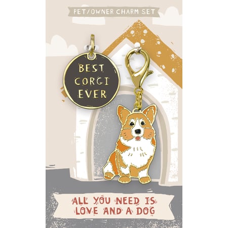 Best Corgi Ever Charm Set - Metal, Enamel, Paper