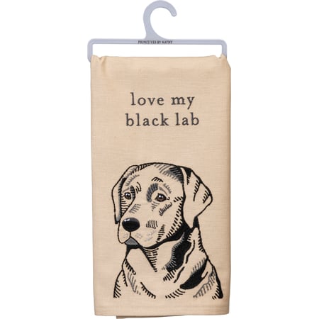 Love My Black Lab Kitchen Towel - Cotton, Linen