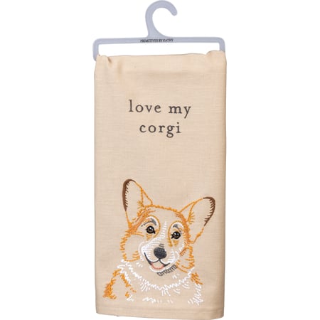 Love My Corgi Kitchen Towel - Cotton, Linen
