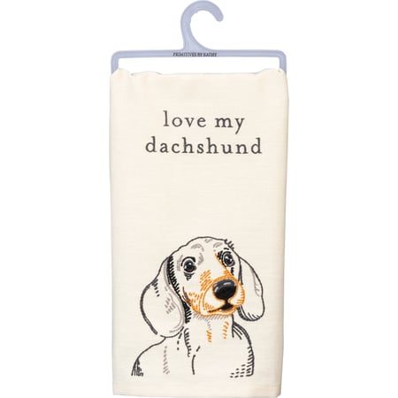 Love My Dachshund Kitchen Towel - Cotton, Linen