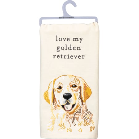 Love My Golden Retriever Kitchen Towel - Cotton, Linen