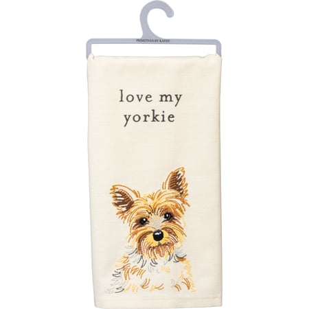 Love My Yorkie Kitchen Towel - Cotton, Linen