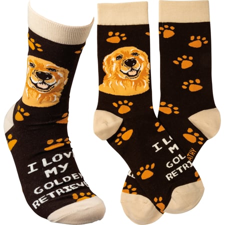 I Love My Golden Retriever Socks - Cotton, Nylon, Spandex