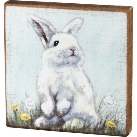 Rabbit Block Sign - Wood