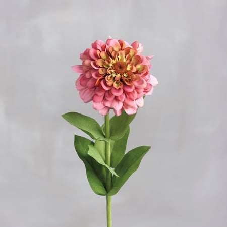 Pink Zinnia Floral Pick - Plastic, Fabric, Wire