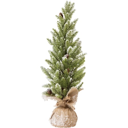 Snow 20" Tree - Plastic, Wire, Burlap, Flocking