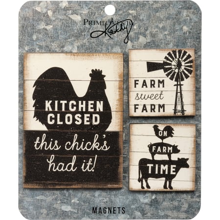 Rustic Farm Sweet Farm Magnet Set - Wood, Paper, Metal, Magnet