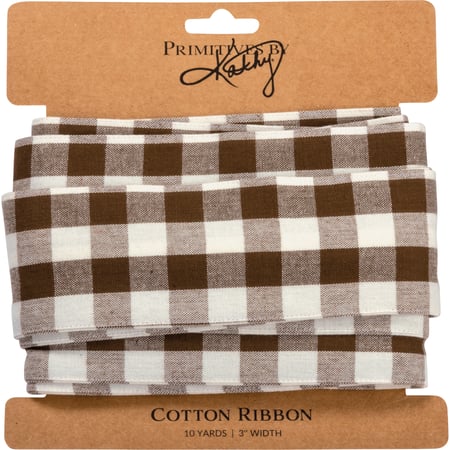 Small Brown Buffalo Check Ribbon - Cotton