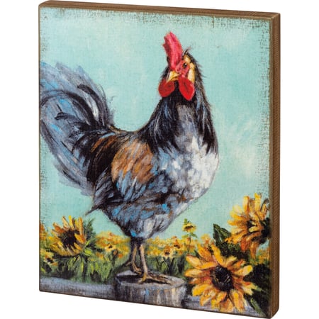 Rooster Box Sign - Wood
