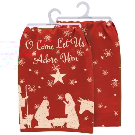 Let Us Adore Him Kitchen Towel - Cotton