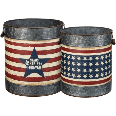 Stars & Stripes Bucket Set - Metal, Paper, Wood