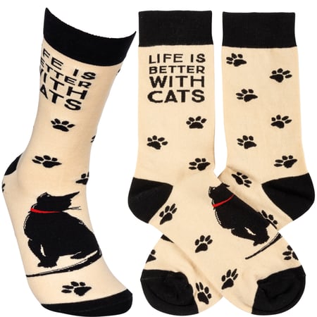 Life Is Better With Cats Socks - Cotton, Nylon, Spandex