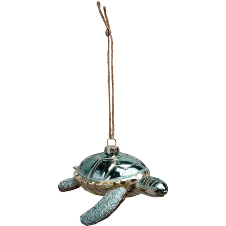 Glass Sea Turtle Ornament - Glass, Metal, Glitter