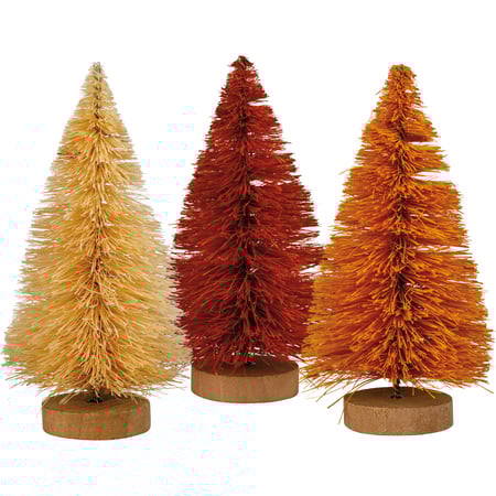 Multicolored Bottle Brush Tree Set - Bristle, Wood, Wire