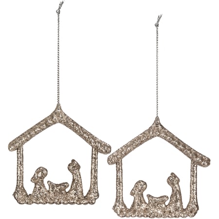 Nativity Ornament Set - Plastic, Glitter