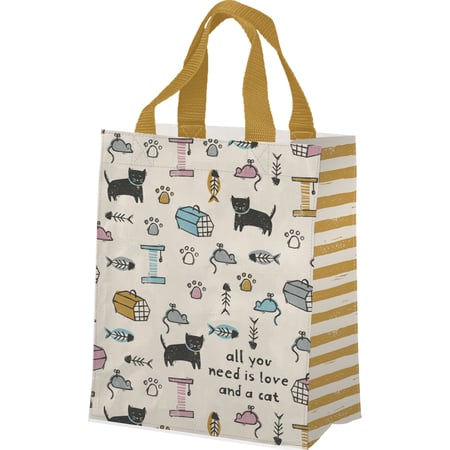 Love And A Cat Daily Tote - Post-Consumer Material, Nylon