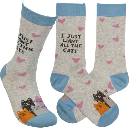 I Just Want All The Cats Socks - Cotton, Nylon, Spandex