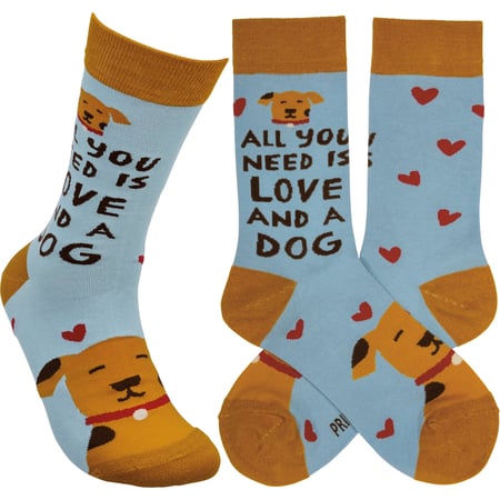 Need Is Love And A Dog Socks - Cotton, Nylon, Spandex