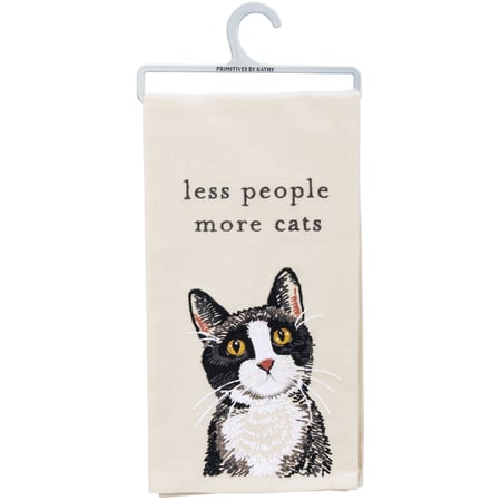Less People More Cats Kitchen Towel - Cotton, Linen