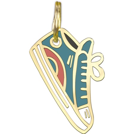 Shoe Thief Collar Charm - Metal, Enamel, Paper
