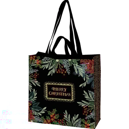 Merry Christmas Market Tote - Post-Consumer Material, Nylon