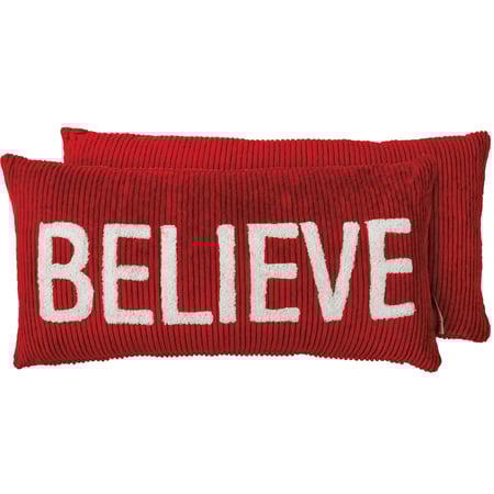 Believe Corduroy Pillow - Corduroy, Zipper