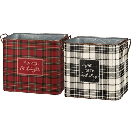 Home For The Holidays Bin Set - Metal, Paper