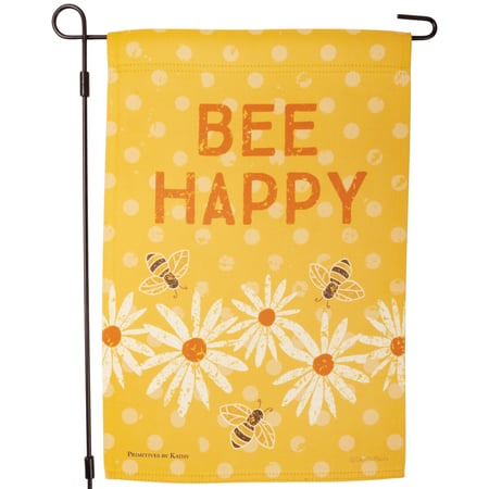 Bee Happy Garden Flag - Polyester