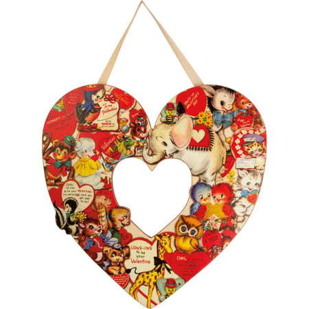Valentine Wreath - Wood, Paper, Cotton