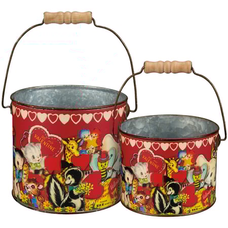 Valentine Bucket Set - Metal, Paper, Wood
