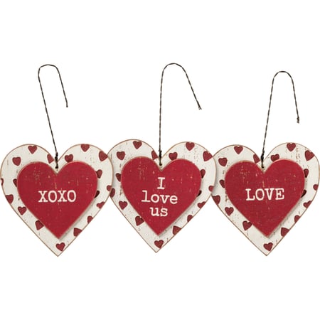 Love Ornament Set - Wood, Wire