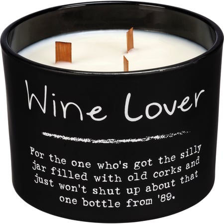 Wine Lover Poetry Candle - Soy Wax, Glass, Wood