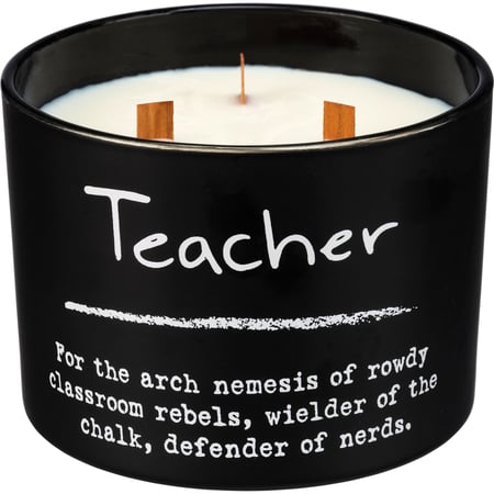 Teacher Poetry Candle - Soy Wax, Glass, Wood
