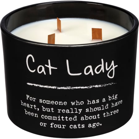 Cat Lady Poetry Candle - Soy Wax, Glass, Wood