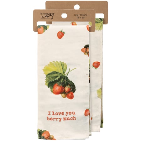 I Love You Berry Much Kitchen Towel - Cotton, Linen