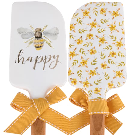 Bee Happy Spatula - Silicone, Wood