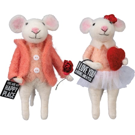 Happy Place Mice Critter Set - Felt, Polyester,Plastic, Metal